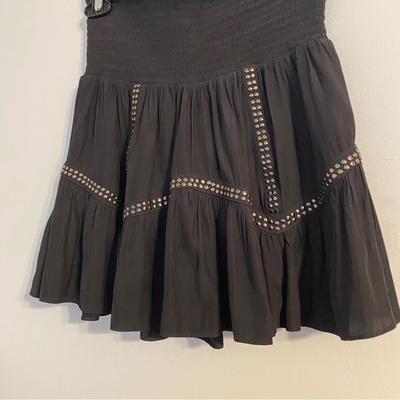 Ramy Brook black smocked waist mini skirt stud detail size extra small - Picture 4 of 7
